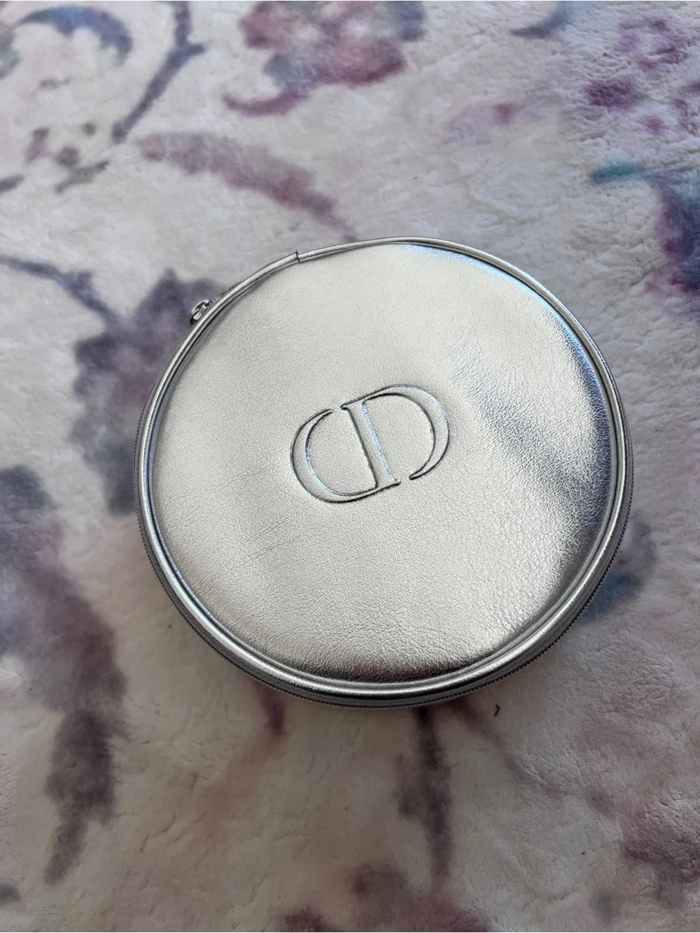 BRAND NEW Dior Metallic Silver Round Leather Case